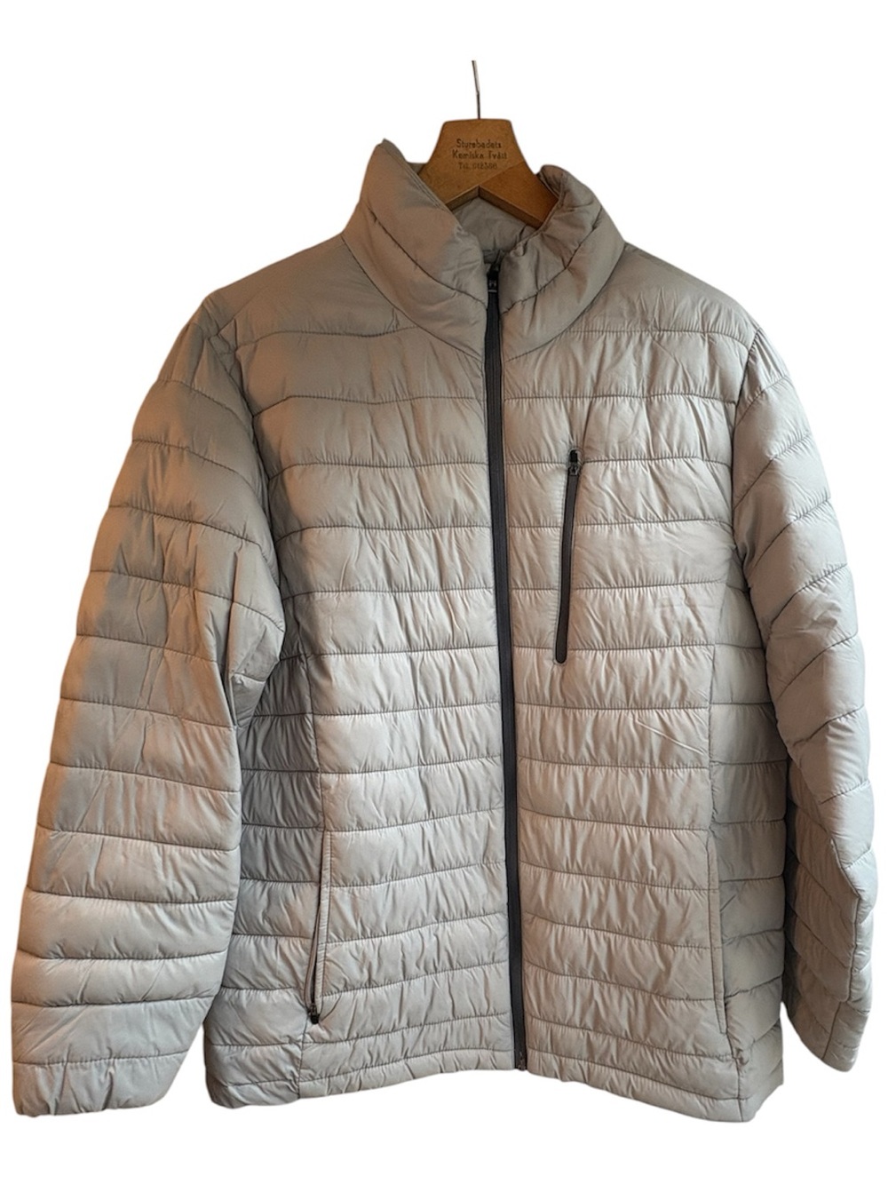 Xersion Mens Gray Packable, Wind-Resistant Zip-Front Puffer Jacket Size L